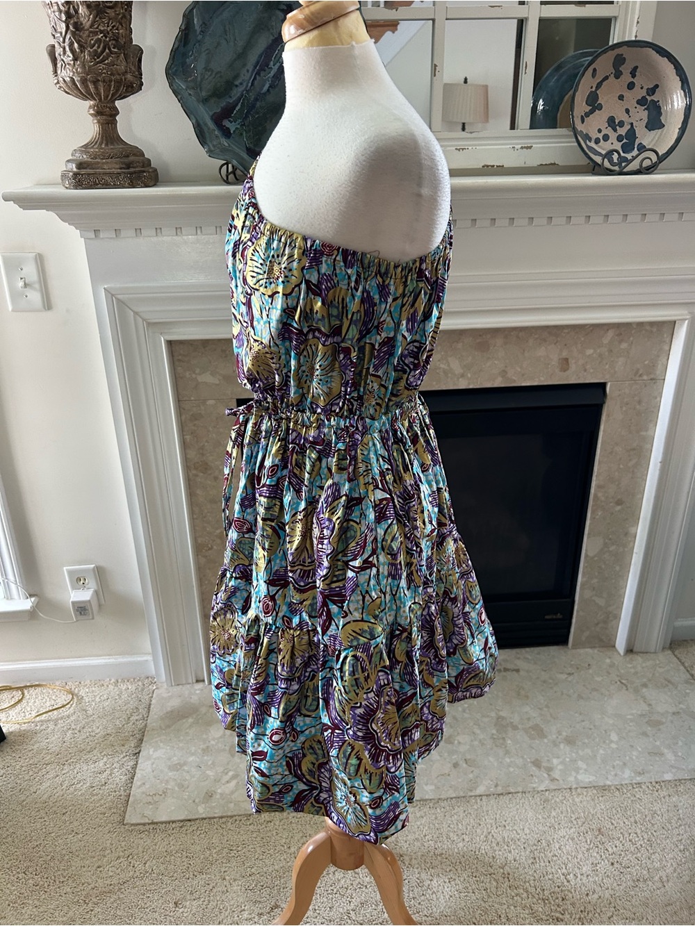 Francis + Benedict One-Shoulder Floral Tiered Dress in Multi Bold Print - Picture 6 of 11
